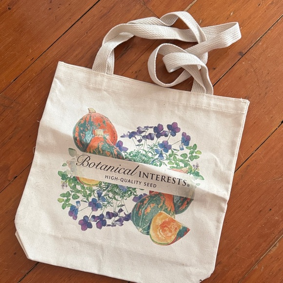 Botanical Interest Seed Cream Tote Bag- NEW - Picture 1 of 3